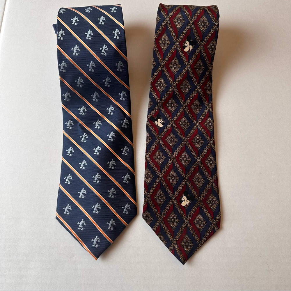 Walt Disney World Men’s‎ 100% Silk Tie Necktie Mickey Mouse Lot Of 2